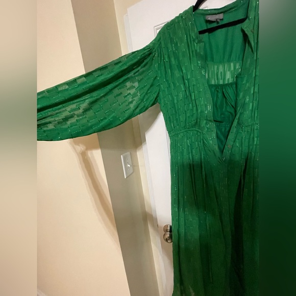 ANTHROPOLOGIE Allene Shimmer - Green Dress - Large - Picture 5 of 9